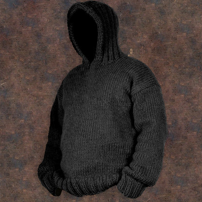 Vintage Cable Knit Basic Hooded Sweater artswardrobe
